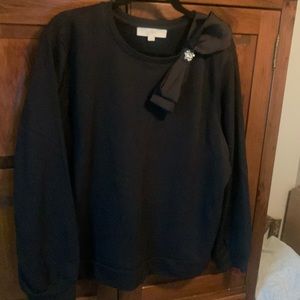 Loft black sweatshirt w bow Sz XL